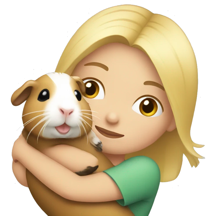 Blonde Woman hugging a guineapig emoji