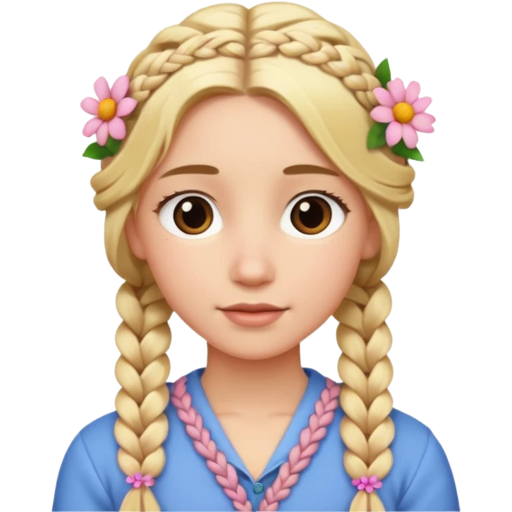 braided blonde hair with flowers in it emoji