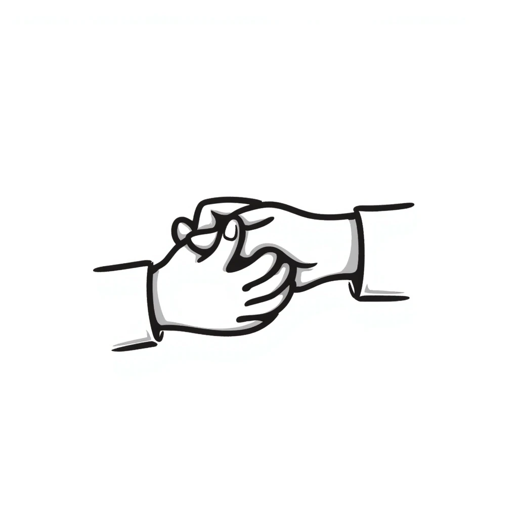 two hands clasped together, showing friendship, hand drawn doodle style illustration emoji