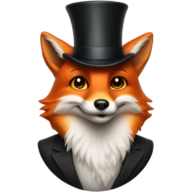 red fox wearing a top hat emoji