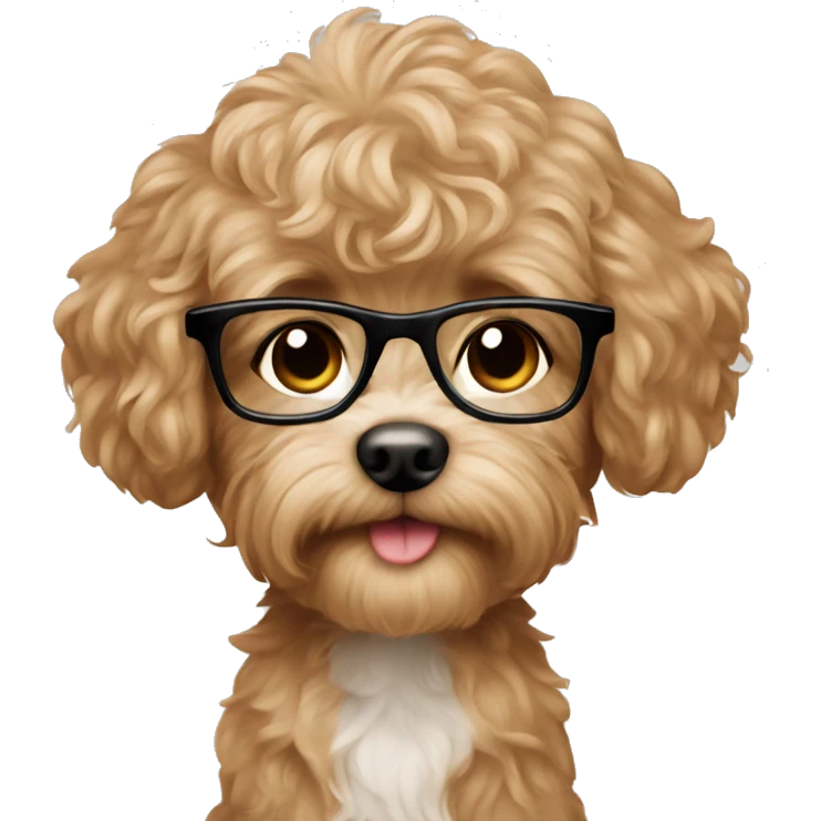 Caucasian boy with glasses and cavapoo emoji
