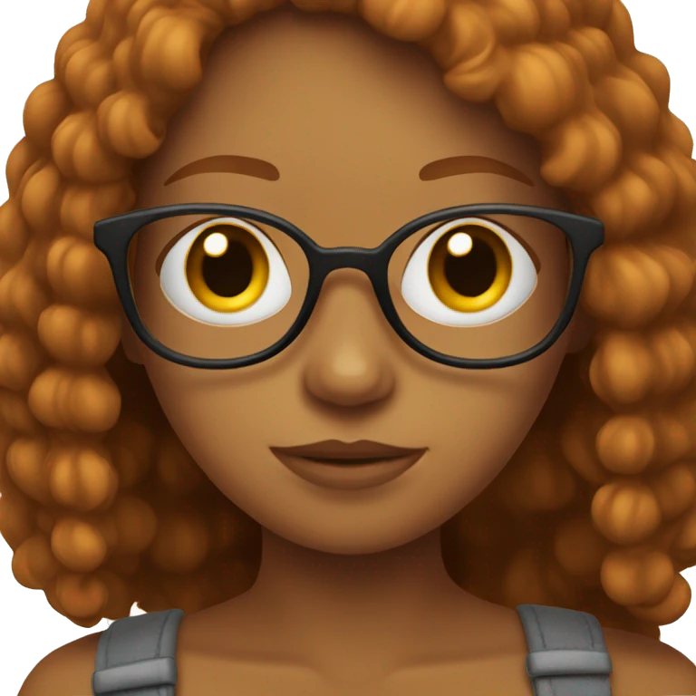Dark Ginger girl with glasses emoji