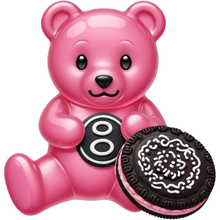 transparent pink gummy bear pink Oreo cookie kawaii emoji
