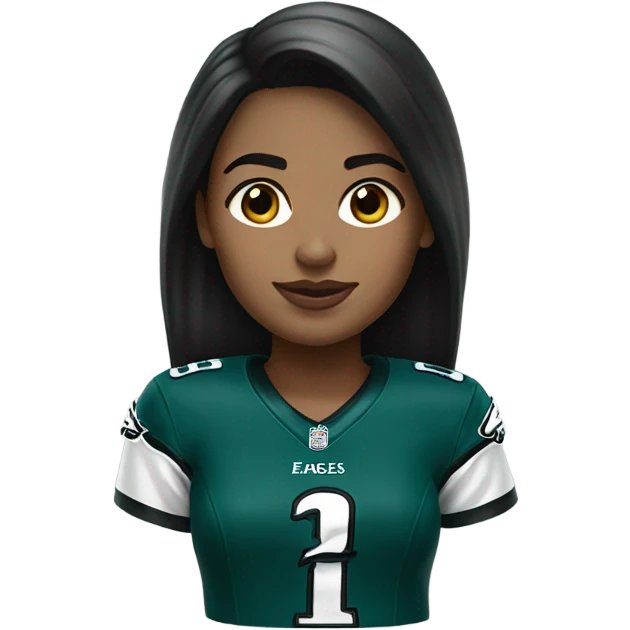 Dark hair female wearing Philadelphia Eagles jersey emoji