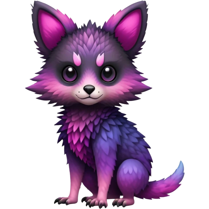 Cool Edgy Black-pink-purple-gradient badass Trico-animal-creature full bodyd  emoji