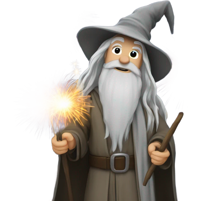 Gandalf with fireworks in the background  emoji
