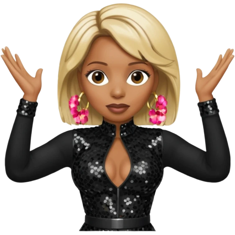Mary J Blige with blonde hair, black sequin outfit emoji