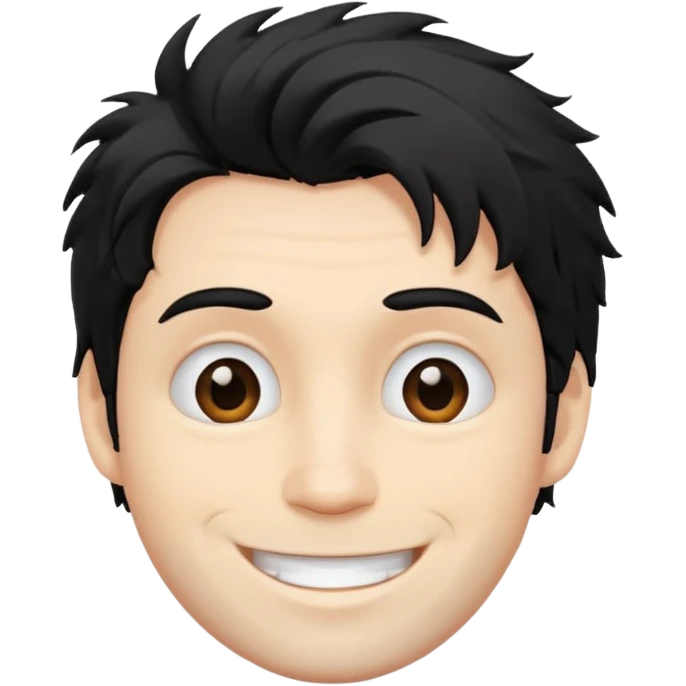 man white skin black messy hair emoji