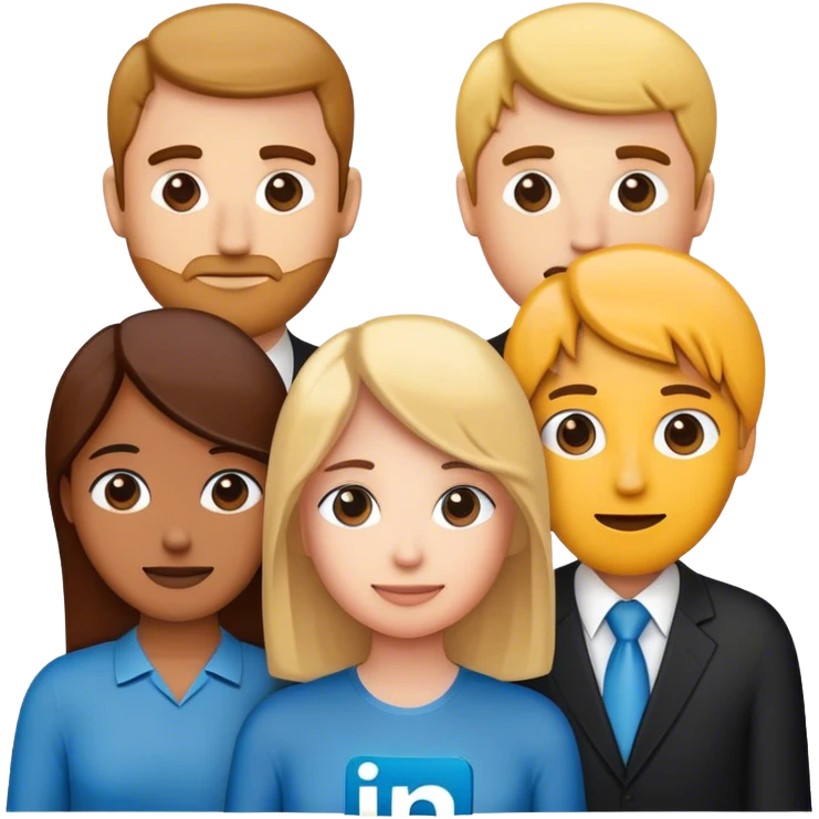 3 person surrounding LinkedIn emoji