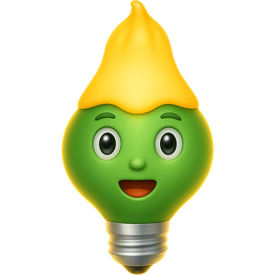 Add a glowing effect to the Bulby bulb, keep the background transparent. The style should maintain the original look with a luminous glow around the bulb. emoji