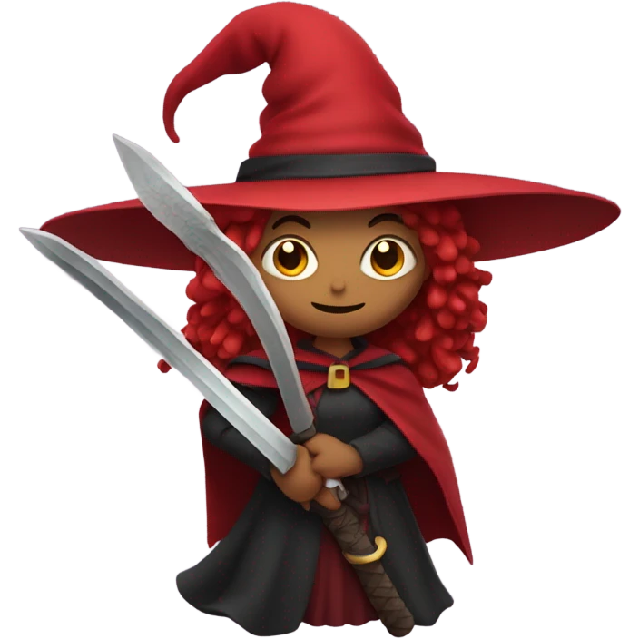 Red witch holding a sword emoji