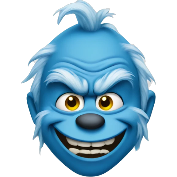 Blue grinch smirking  emoji