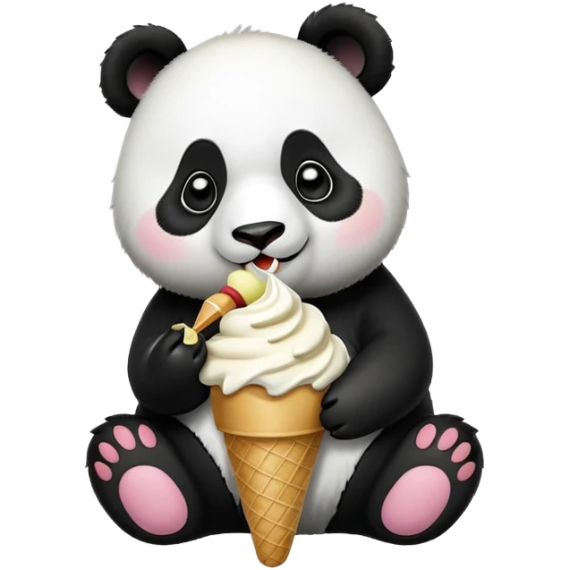 Panda eating ice cream emoji