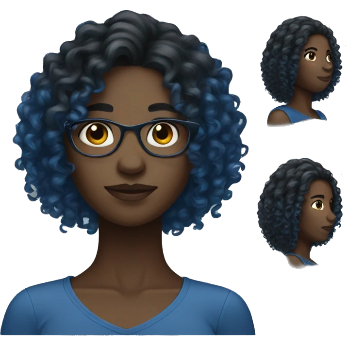 curly blue long hair black woman emoji