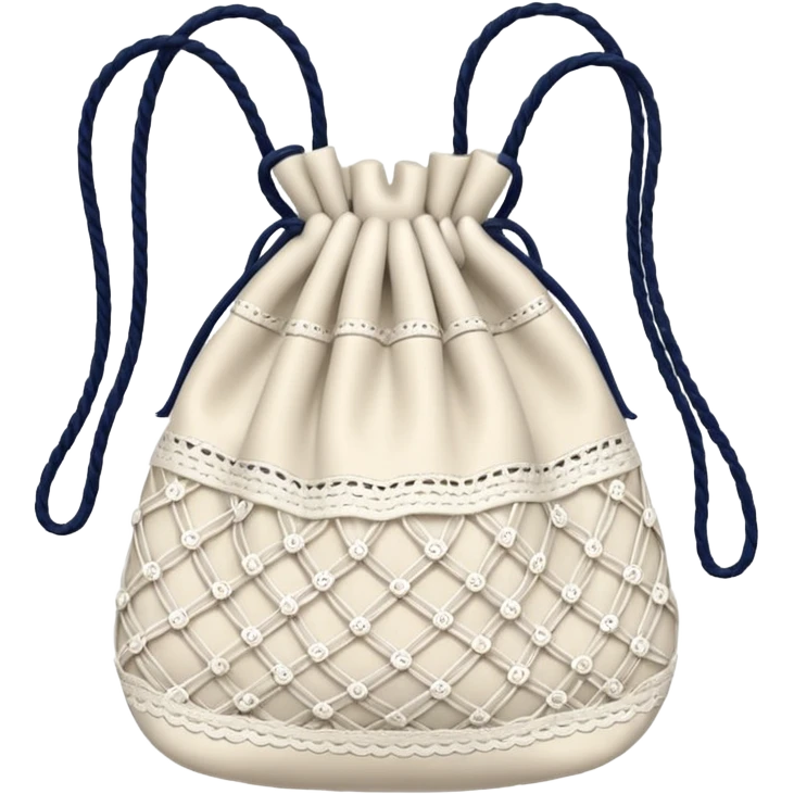 lace string bag in white color emoji