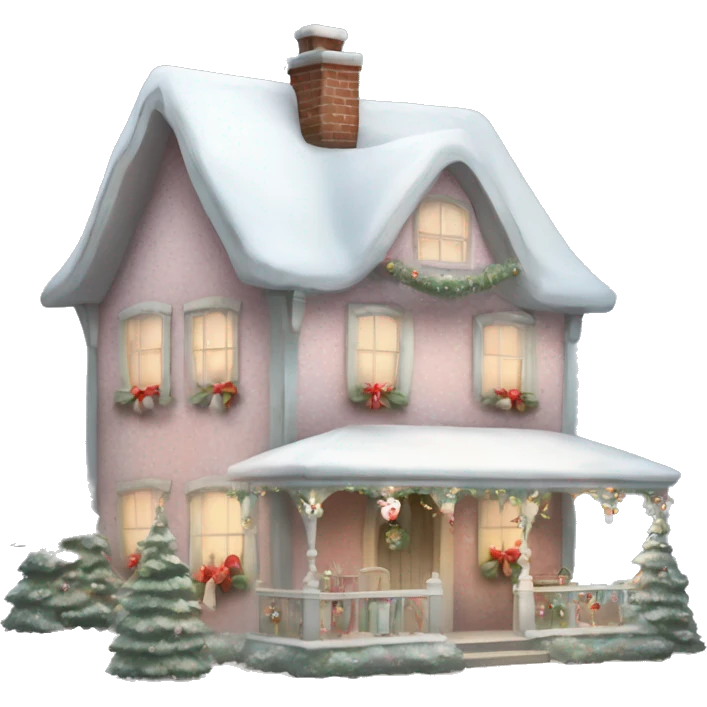 Shabby chic/coquette style Christmas cottage emoji