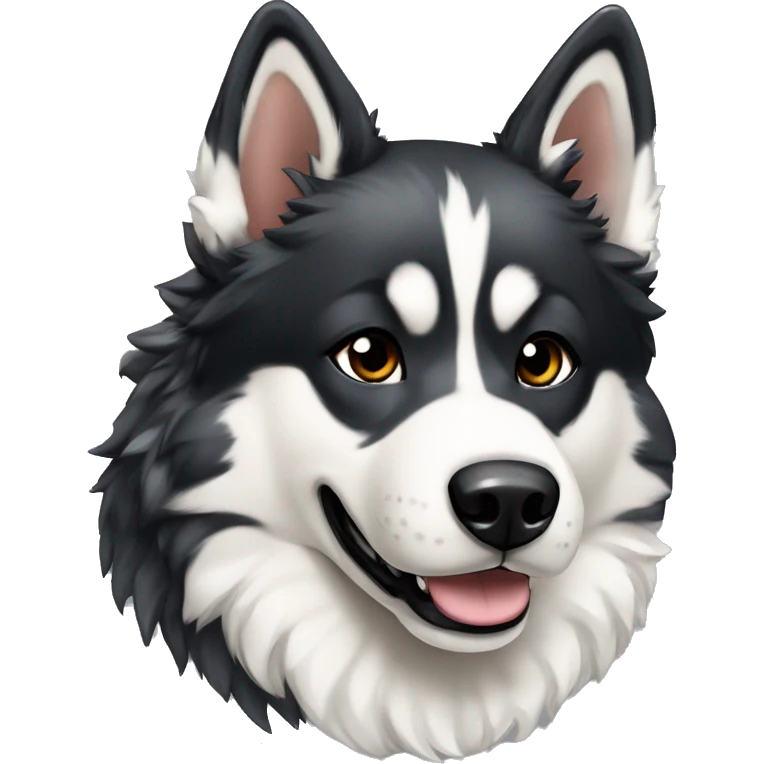  Black spotted brindle husky fluffy ears and holographic harness running emoji