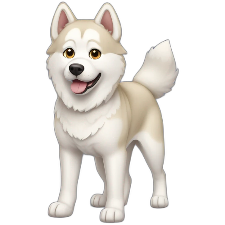 dog cream-and-white husky full-body emoji