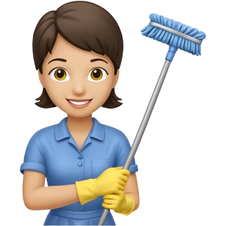 Custodian with yellow rubber gloves, mop emoji