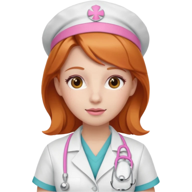 girly nurse with pink accessories and ginger hair emoji
