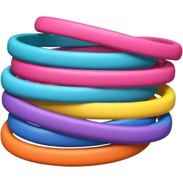 hair tie for tying hair，colourful，两三根叠在一起，不要一大堆 emoji