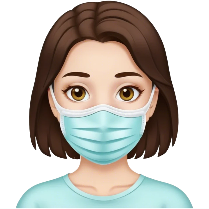 Face mask with brunette hair white skin girl emoji