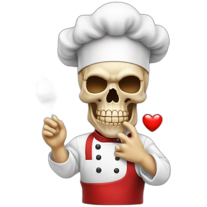 skull chef blowing a kiss heart emoji