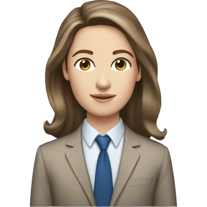 white girl brown hair shoulder length age 40 blue eyes office man emoji