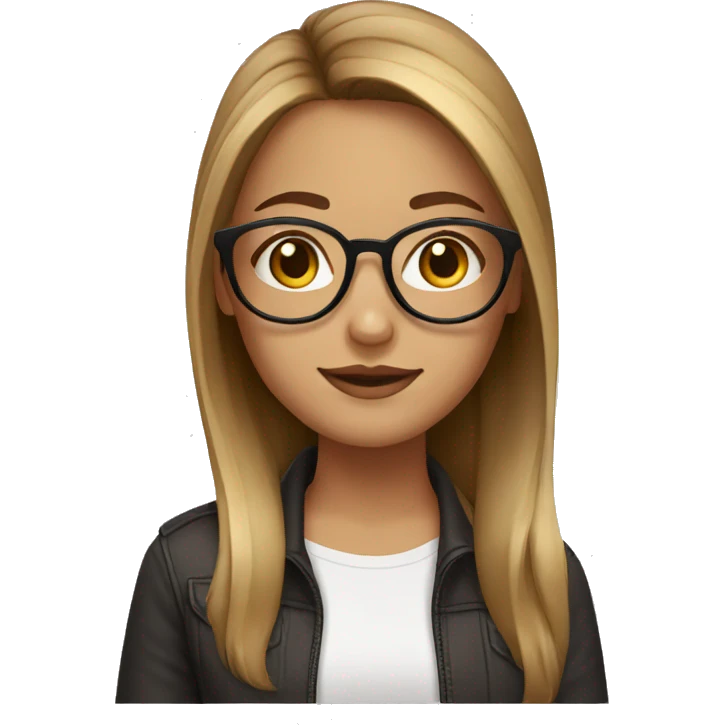 girl with round glasses and brown hair with blonde highlights in the front emoji