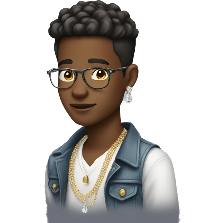 stylish boy with diamond earrings emoji