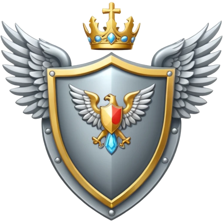 holy emblem with silver wings and shield in the middle emoji