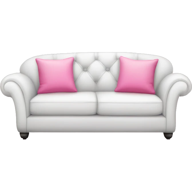 white sofa with a pink pillow emoji