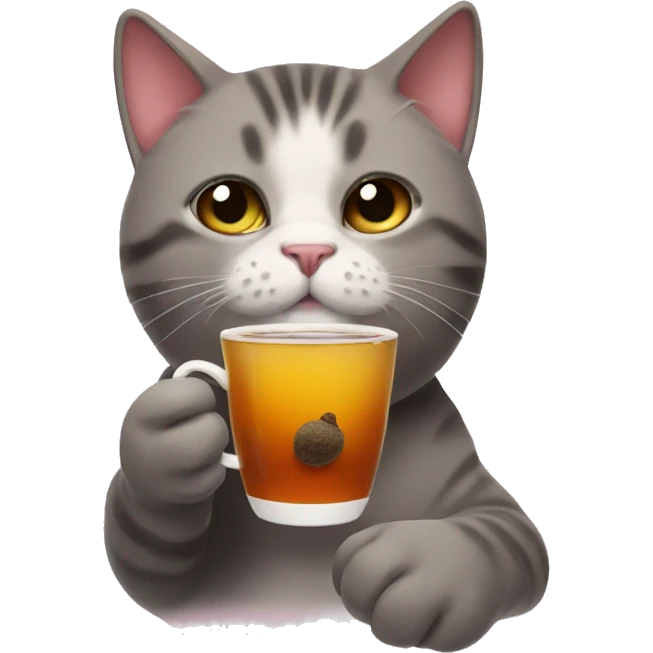 A cat with buble tea emoji