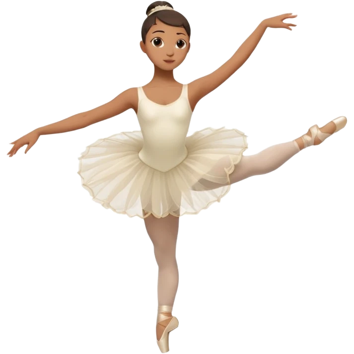 A ballet dancer in a white costume, balancing on one toe with serene expression. emoji