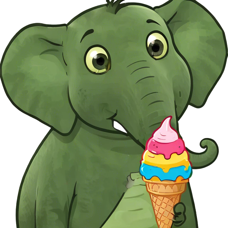Elephant eating ice cream emoji