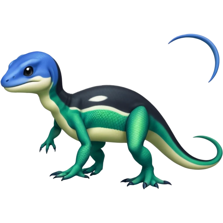 Orca-dragon-reptile-reptilian-lizard-skink-gecko-Digimon-hybrid full body, two legs, arms, tail emoji