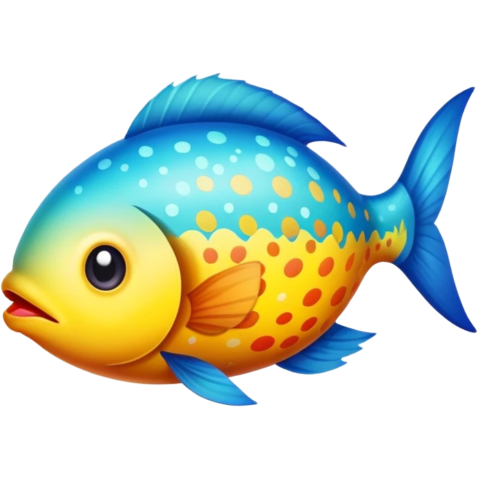 A hybrid creature that is half fish and half Easter egg emoji