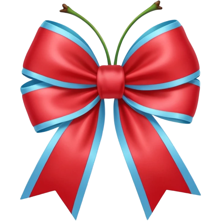 Pastel cherries with very thin very pale blue color bow ribbon soft kawaii style  emoji