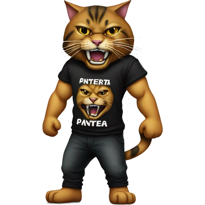 Heavy metal cat with a Pantera shirt emoji