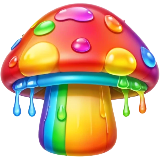 gummy neon rainbow melting mushroom  emoji