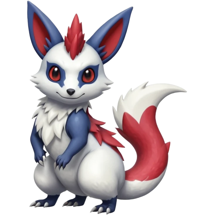 Scaly furry cute realistic painted smooth glossy Zangoose-Salandit-Minccino-Absol-fusion emoji
