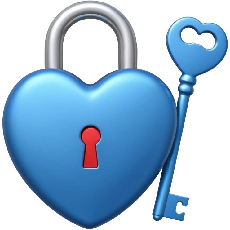 A blue heart-shaped lock with a silver key emoji