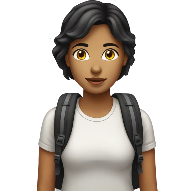 female white, black haired studet wit backpack emoji