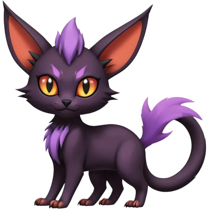 Black edgy cute Noivern-Noibat-Purloin-Torracat-Lykoi-Caracal-cat-Fakemon-fusion-hybrid-creature with an imp tail  emoji