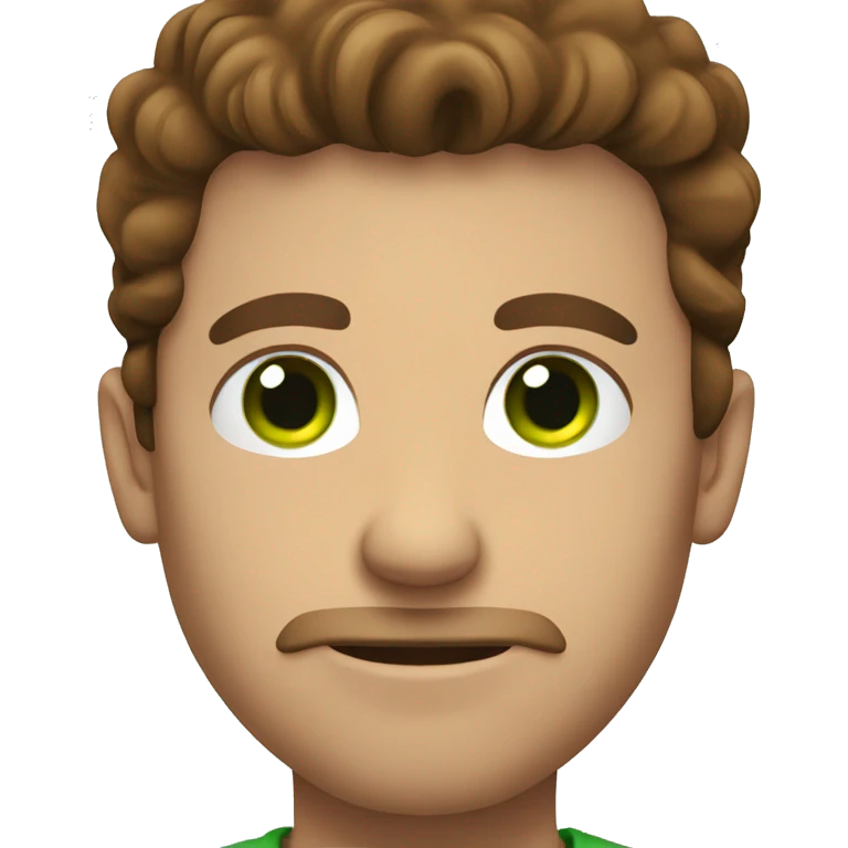 Brown haired man on toilet with green eyes emoji