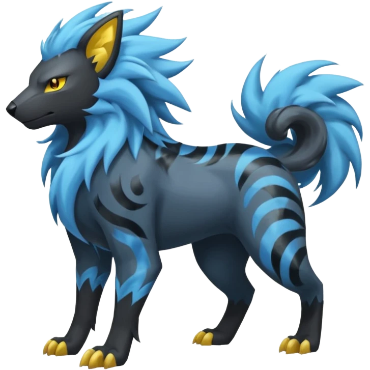 Storm-Grey Cloud-Swirled Heavy-Maned Thunder-Marked Electric Luxray-Manectric-hybrid-creature (full body) emoji