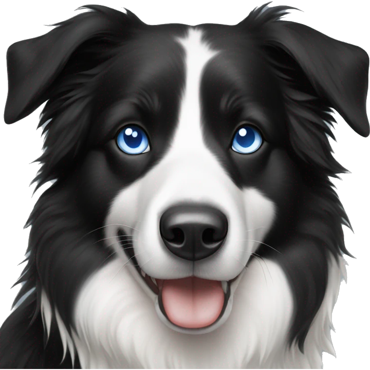 Black and white border collie with two blue eyes and black marking around eye  emoji