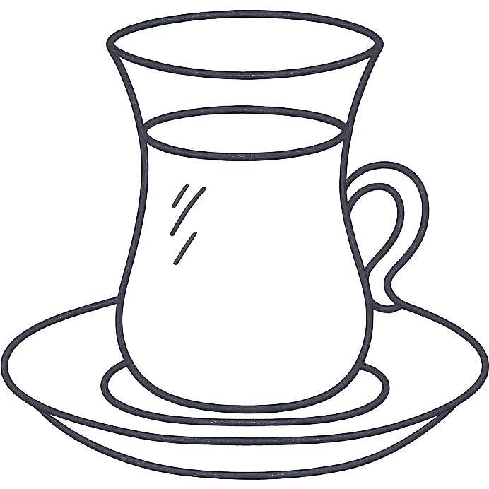 hand-drawn outlined icon of a glass of çay emoji
