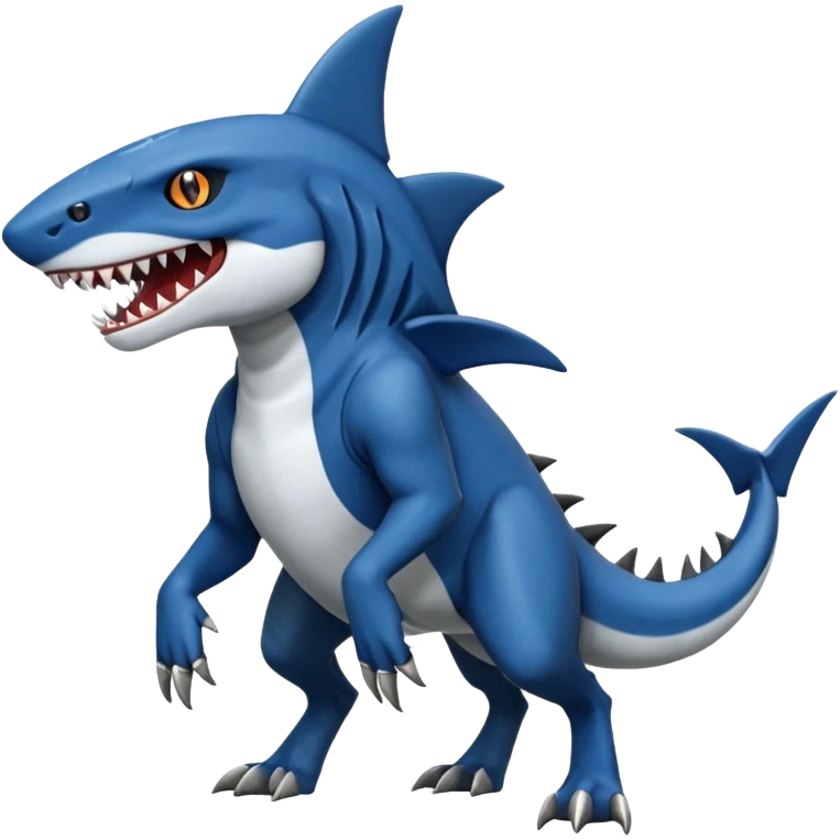 dark-deep-denim-steel-cobalt-blue 4-legged digitigrade land-shark-landhai-vernid-sergal-sharpedo-houndoom-hybrid-fusion-creature, full body emoji