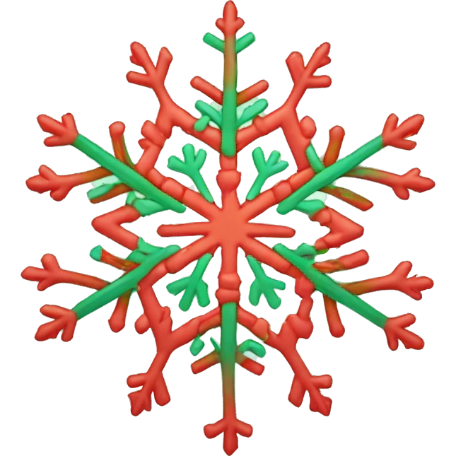 Intricate snowflake, soft glow, subtle red and green accents emoji